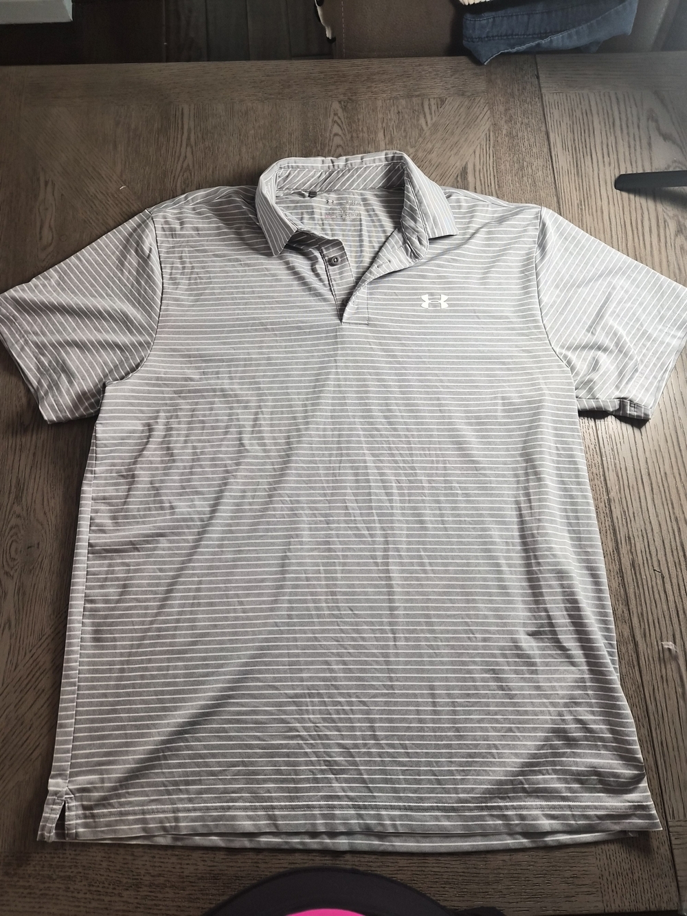 Under Armour Light Gray Striped Performance Polo